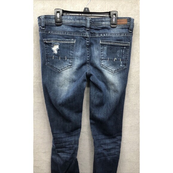 Machine Juniors Jeggings Size 9 Factory Destroyed Dark Wash - Picture 15 of 16